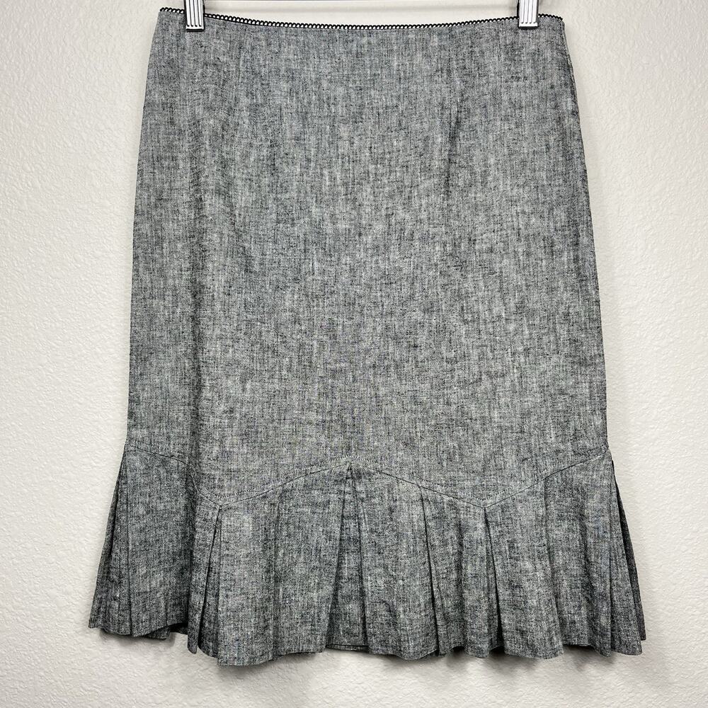 Vintage Byer Womens Linen Blend Gray Trumpet Skirt Size 7 Secretary Office Y2K